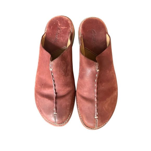 Clark’s Red Leather Mule Clogs - Picture 2 of 12